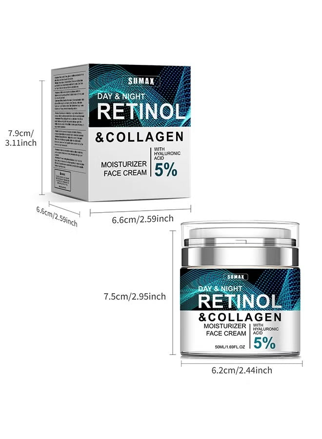 SUMAX Retinol & Collagen Moisturizer Face Cream, Pressed Retinol Cream, Lightens Fine Lines, Anti-wrinkle and Firms 50ml